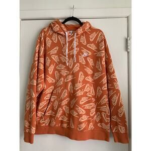 Nike Sport Essentials All Over Logo Print Hoodie In Orange Sz XL